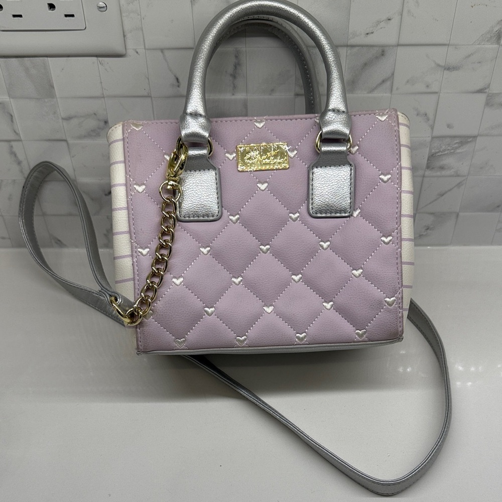 Betsey Johnson silver and pink quilted bag